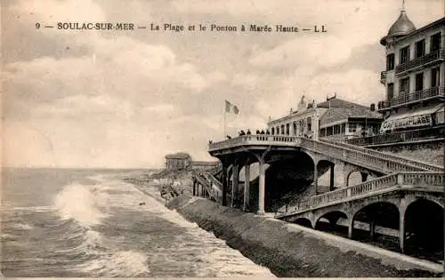 soulac-sur-mer, la plage et le ponton a maree-haute (Nr. 17069)