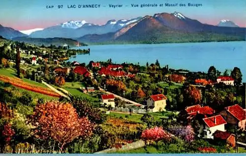 lac d'annecy, veyrier, vue generale et massif des bauges (Nr. 17164)