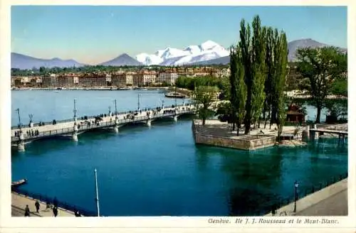 geneve, ile jj rousseau et le mont-blanc (Nr. 17203)