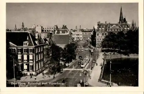 den haag, buitenhof met vijverberg, 1959 (Nr. 17763)