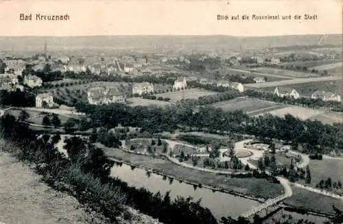 bad kreuznach, blick auf die roseninsel und die stadt (Nr. 18556)