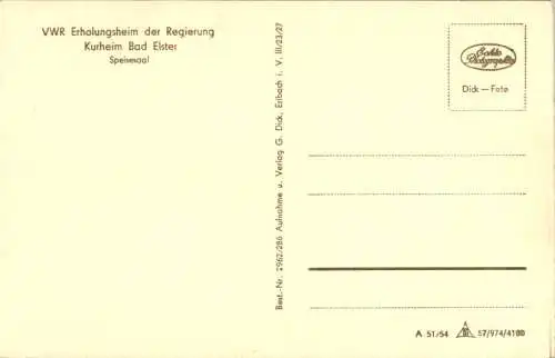 vwr erholungsheime der regierung, kurheim bad elster, speisesaal (Nr. 18587)