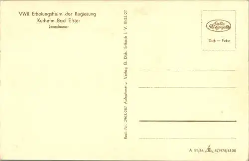 vwr erholungsheime der regierung, kurheim bad elster, lesezimmer (Nr. 18588)