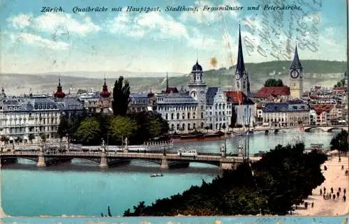 zürich quaibrücke mit hauptpost (Nr. 18647)