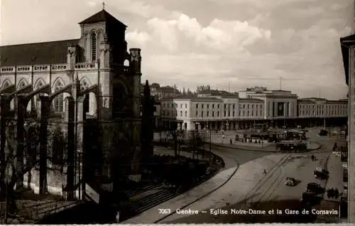 geneve, eglise notre dame et la gare de cornavin (Nr. 18662)