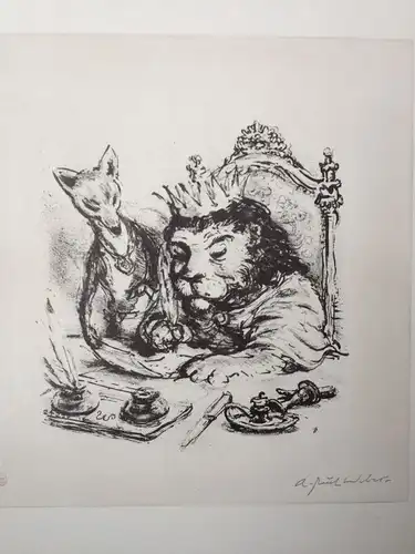 A. Paul Weber Lithografie \"Reineke Fuchs\"