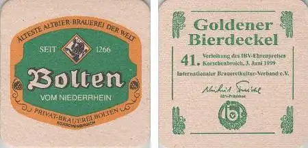 Bierdeckel quadratisch - Bolten - 1999 Goldener Bierdeckel