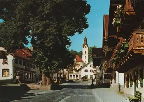Bad Kohlgrub - Hauptstraße mit Pfarrkirche - ca. 1980