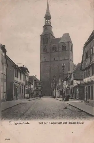 Tangermünde - Teil der Kirchstrasse mit Stephanikirche - ca. 1920