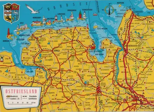 Ostfriesland - Übersichtskarte - ca. 1980