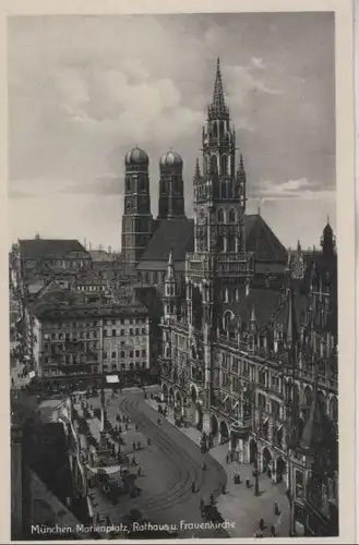 München - Marienplatz, Rathaus, Frauenkirche - ca. 1955