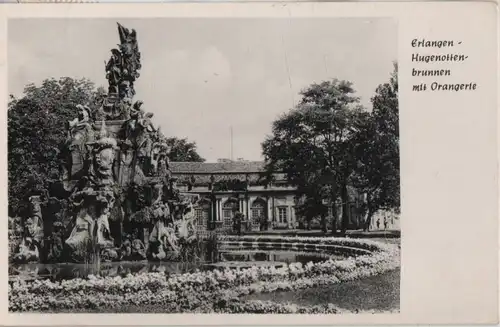 Erlangen - Hugenottenbrunnen mit Orangerie - 1969