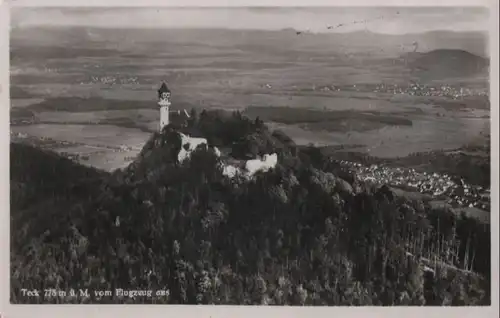 Kirchheim, Burg Teck - vom Flugzeug aus - 1949