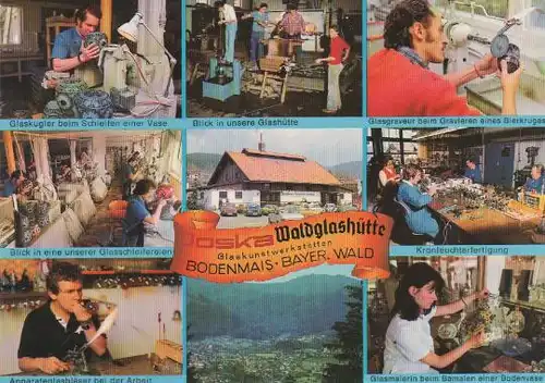 Bodenmais - Glaskugler beim Schleifen einer Vase, Blick in unsere Glashütte, Glasgraveur beim Gravieren eines