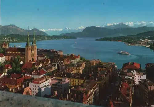Schweiz - Schweiz - Luzern - Hofkirche mit Alpen - 1973