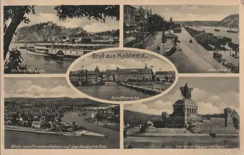 Koblenz - u.a. Blick vom Ehrenbreitstein - ca. 1955