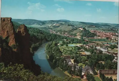 Bad Münster am Stein-Ebernburg - Rheingrafenstein mit Nahe - ca. 1970