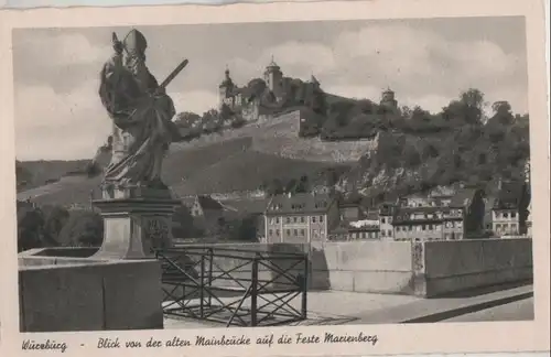Würzburg - Blick von der alten Mainbrücke - 1957