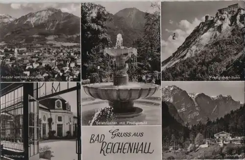 Bad Reichenhall - u.a. Solebrunnen mit Predigtstuhl - ca. 1960