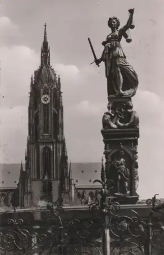 Frankfurt Main - Gerechtigkeitsbrunnen und Dom - 1956