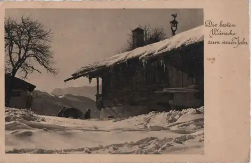 Wünsche zum Neuen Jahr - Hütte, Schnee