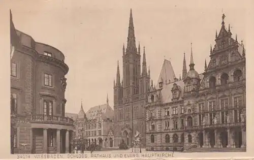 Wiesbaden - Schloss, Rathaus u. ev. Hauptkirche - ca. 1935