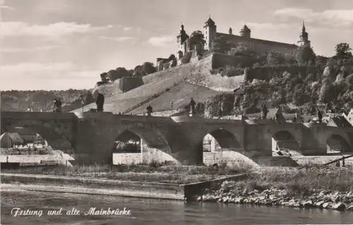 Würzburg - Festung und alte Mainbrücke - ca. 1955