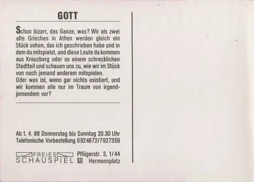 Gott ist tot Schuspiel Berlin