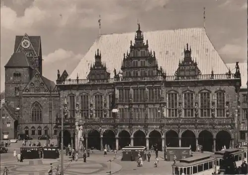 Bremen - Marktplatz mit Rathaus - ca. 1955