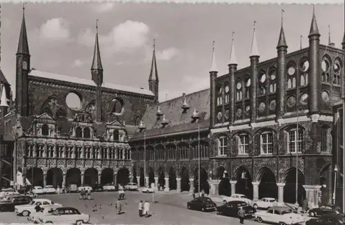 Lübeck - Marktplatz mit Rathaus - ca. 1960