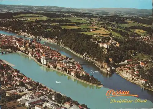Luftbild-Panorama von Passau - 1981