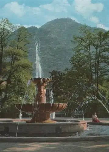 Bad Reichenhall - Solebrunnen im Kurpark mit Predigtstuhl - 1964
