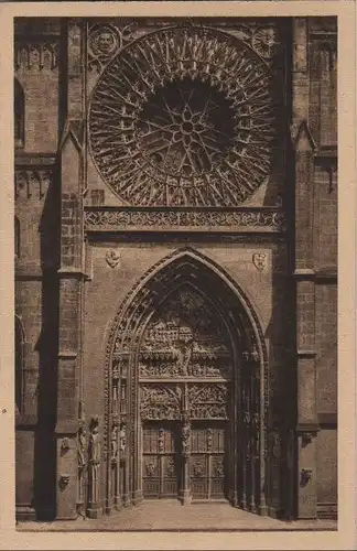 Nürnberg - Portal und Rosette an Lorenzkirche - ca. 1950