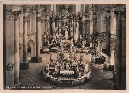 Bad Staffelstein, Vierzehnheiligen - Inneres der Basilika - ca. 1955