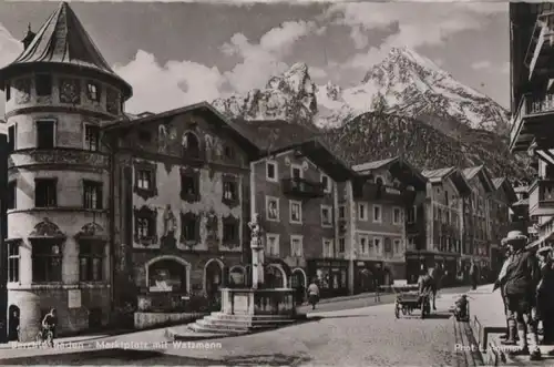 Berchtesgaden - Marktplatz mit Watzmann - ca. 1955