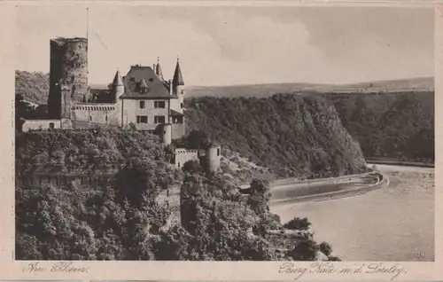 Burg Katz, St. Goarshausen - mit Loreley - ca. 1955