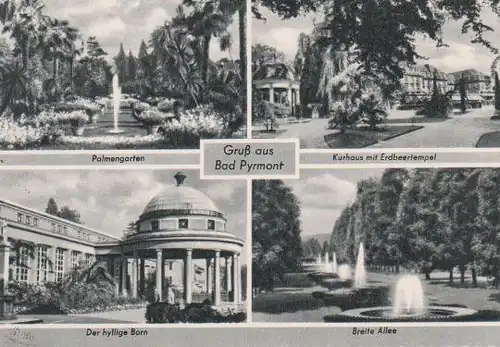 Bad Pyrmont - Palmengarten, Kurhaus mit Erdbeertempel, Der hyllige Born, Breite Allee - 1961