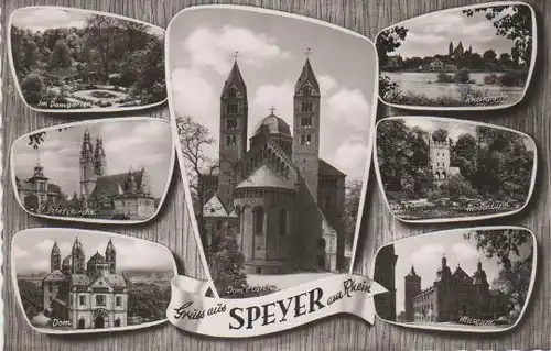 Speyer - Im Domgarten, St. Josefskirche, Dom, Dom v. Osten, Rheinpartie, Heidenturm, Museum - ca. 1965