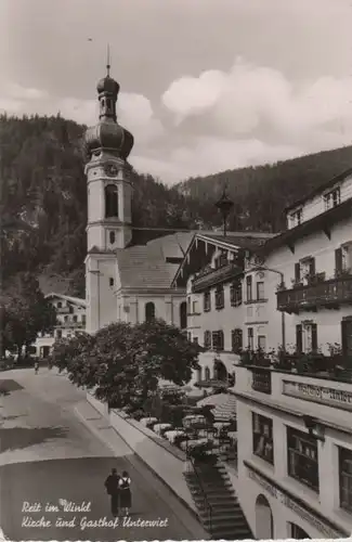 Reit im Winkl - Kirche und Gasthof Unterwirt - ca. 1960