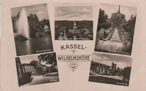 Kassel - Grosse Fontäne, Schloss, Gesamtansicht von Wilhelmshöhe, Herkules mit Kaskaden, Löwenburg - 1941