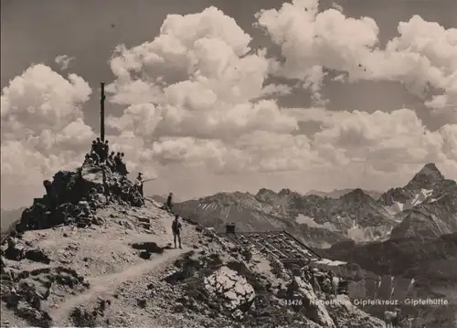 Nebelhorn - Gipfelkreuz und Gipfelhütte - ca. 1965