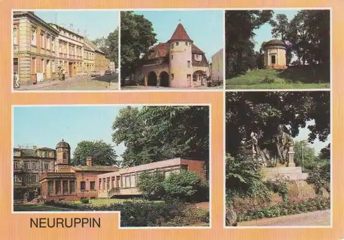 Neuruppin - Rosenstraße, Bahnhof Rheinsberger Tor, Knobelsdorfftempel, Tempelgarten, Fontanedenkmal - 1984