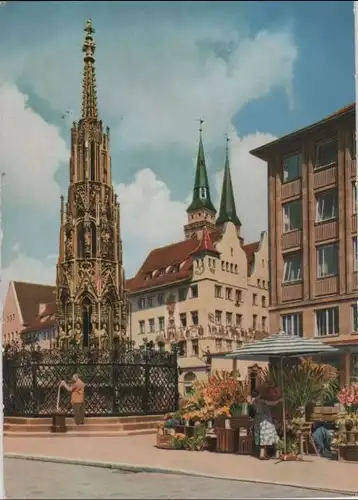 Nürnberg - Schöner Brunnen und Sebalduskirche - ca. 1970