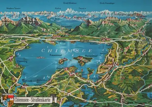Chiemsee - Straßenkarte - ca. 1985