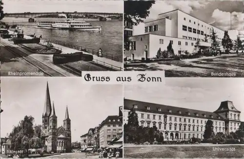 Bonn - u.a. Rheinpromenade - ca. 1955