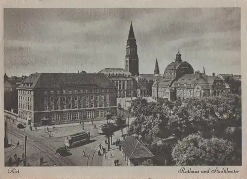 Kiel - Rathaus und Stadttheater - ca. 1955