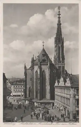 Würzburg - Marktplatz mit Haus zum Falken - ca. 1955