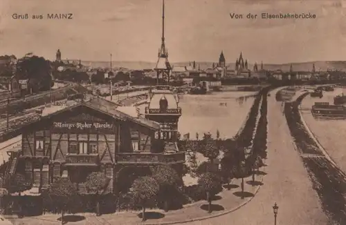 Mainz - Von der Eisenbahnbrücke - ca. 1935