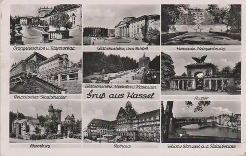 Kassel - Orangerieschloß u. Marmorbad, Wilhelmshöhe das Schloß, Hessische Kriegerehrung, Preussisches Staatstheater,