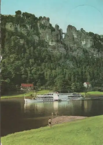Sächsische Schweiz - Bastei mit Luxusmotorschiff - 1987